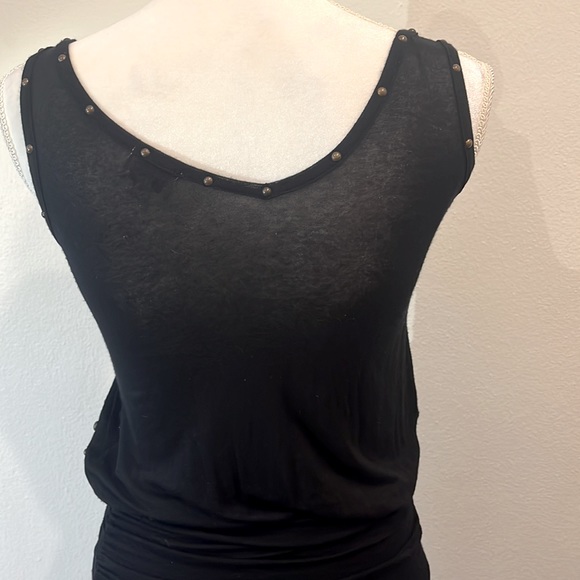 Ella Moss Black Tank Midi Dress Rutched Side and Grommets Top Boho Flattering - Picture 7 of 10